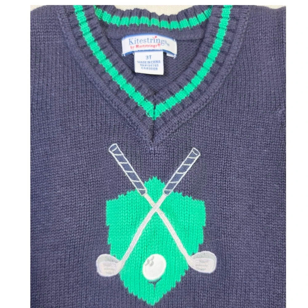 Kitestrings by Hartstrings Toddler Boys Navy Blue Golf Sweater Vest 3T Cotton